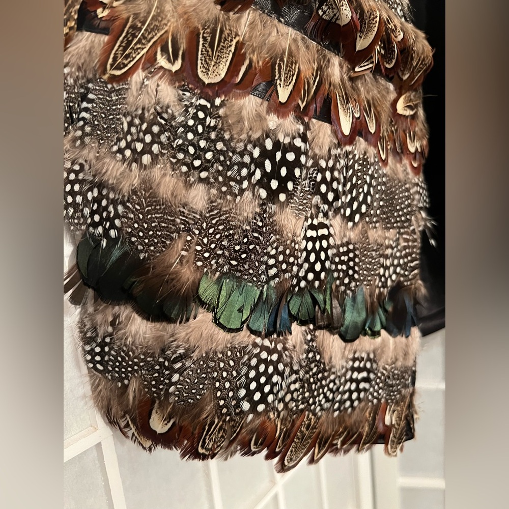 BEBE Multi Feather Vest - Multicolor M/L NWT - Picture 6 of 13